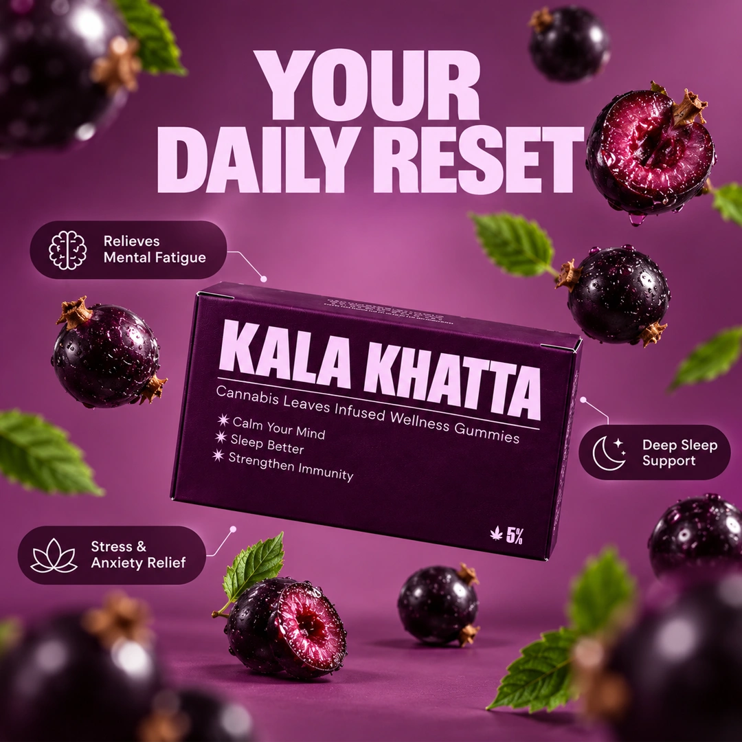 Kala Khatta Relax & Reset Gummies 5% – Pack of 5 Gummies - Image 3