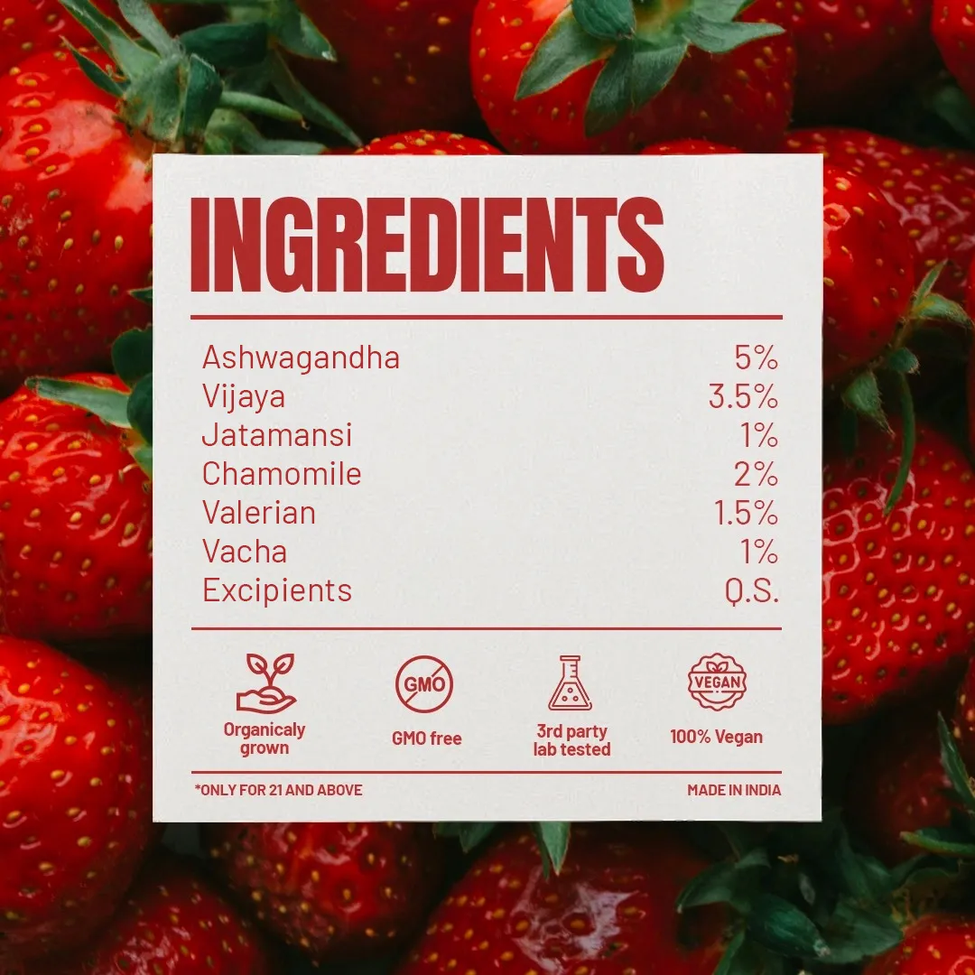 Strawberry Relax & Reset Gummies 3.5% β Pack of 5 Gummies - Image 2